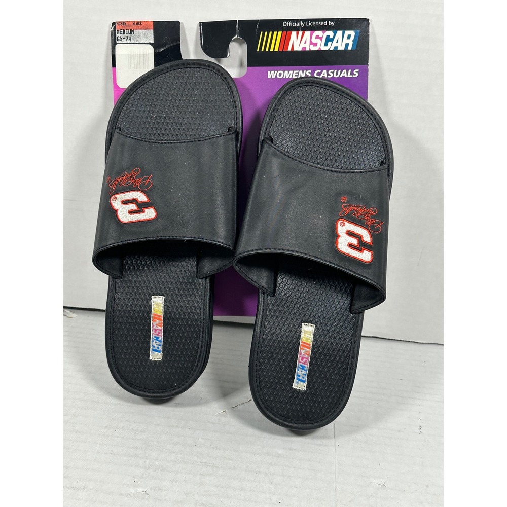 NASCAR Dale Earnhardt 3 Womens Slide Sandals Black Medium 6.5-7.5 NC305 New 2003